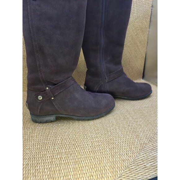 Ugg Brown Suede Leather Tall Zip Boots With Shearling Lining LogoSize 5‎ Womens - Picture 8 of 11